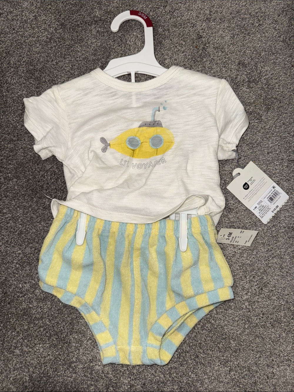 3-6 Month Old Baby Yellow Submarine Tee & Striped Bloomers Set Target